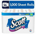 Scott 1,000 Toilet Paper, 36 Rolls, 1,000 Sheets per Roll