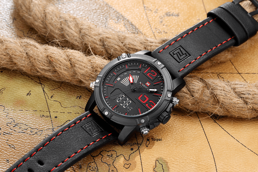 Men's Multifunction Digital Analog Waterproof Watch With Alarm And Automatic Time Zones Unique Design Excellent Gift - SJB-DIAMOND ELITES