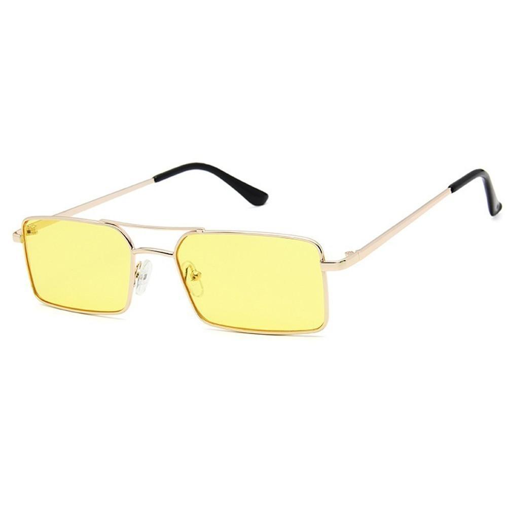 Luxury Famous Retro Modern Square Unisex Men and  Women‘s Sunglasses  With Alloy Metal Small Frame With Clear Double Bridge Men's Sunglasses - SJB-DIAMOND ELITES