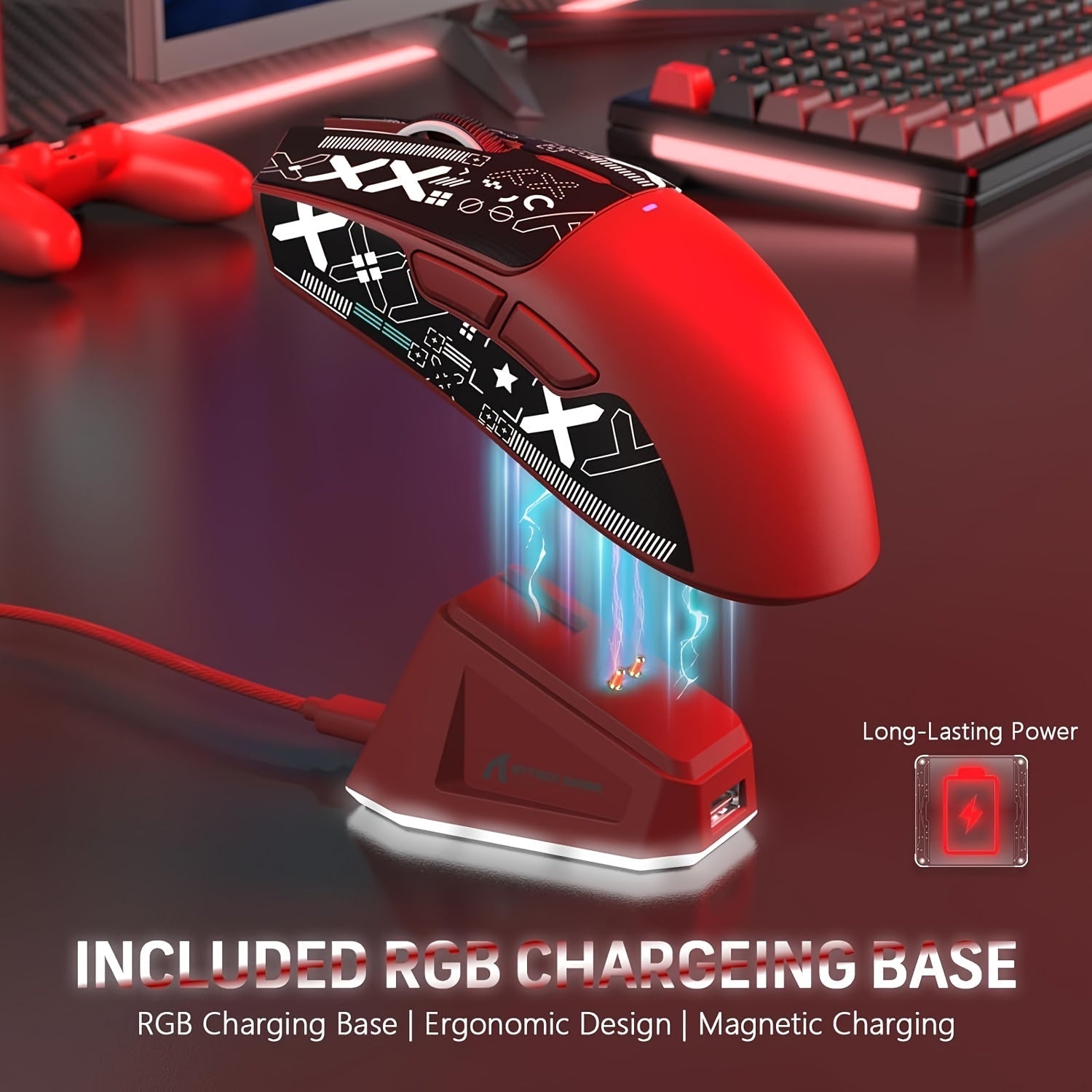 Lightweight Wireless Gaming Mouse X11 with RGB Charging Base, Tri-mode-2.4G/USB-C Wired/BT, Up to 22K DPI, PAW3311 Optical Sensor, HUYU for Switch, 5 Programmable Buttons, Suitable for PC/Mac White Lootquake LLC