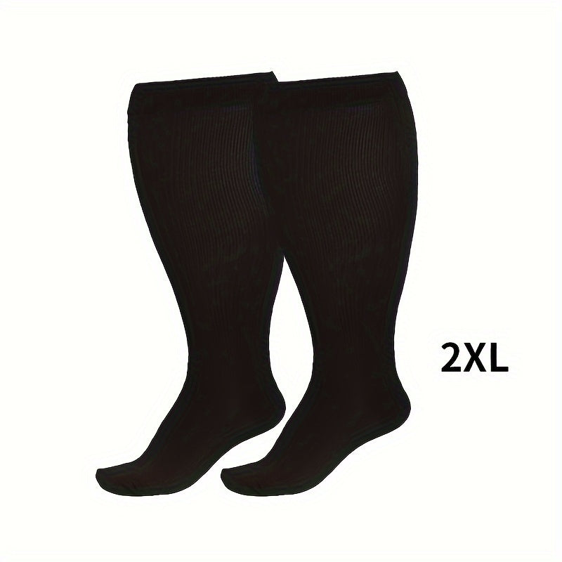 1pair Unisex Plus Size Compression Socks, Knee Length 20-30 Mmhg Breathable Circulation Calf Socks, Women Men's Socks & Hosiery Lootquake LLC
