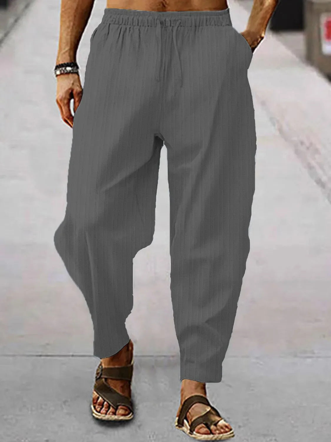 Men's Full Size Drawstring Pants with Pockets Plus Size