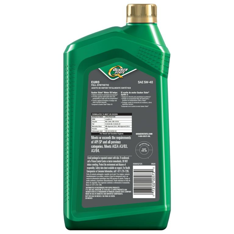 Quaker State Euro Full Synthetic 5W-40 Motor Oil, 1-Quart EasyOptionXY LLC
