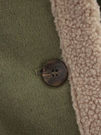Fuzzy Collared Neck Long Sleeve Jacket with Buttoned Closure and Cozy Pockets Stevvex