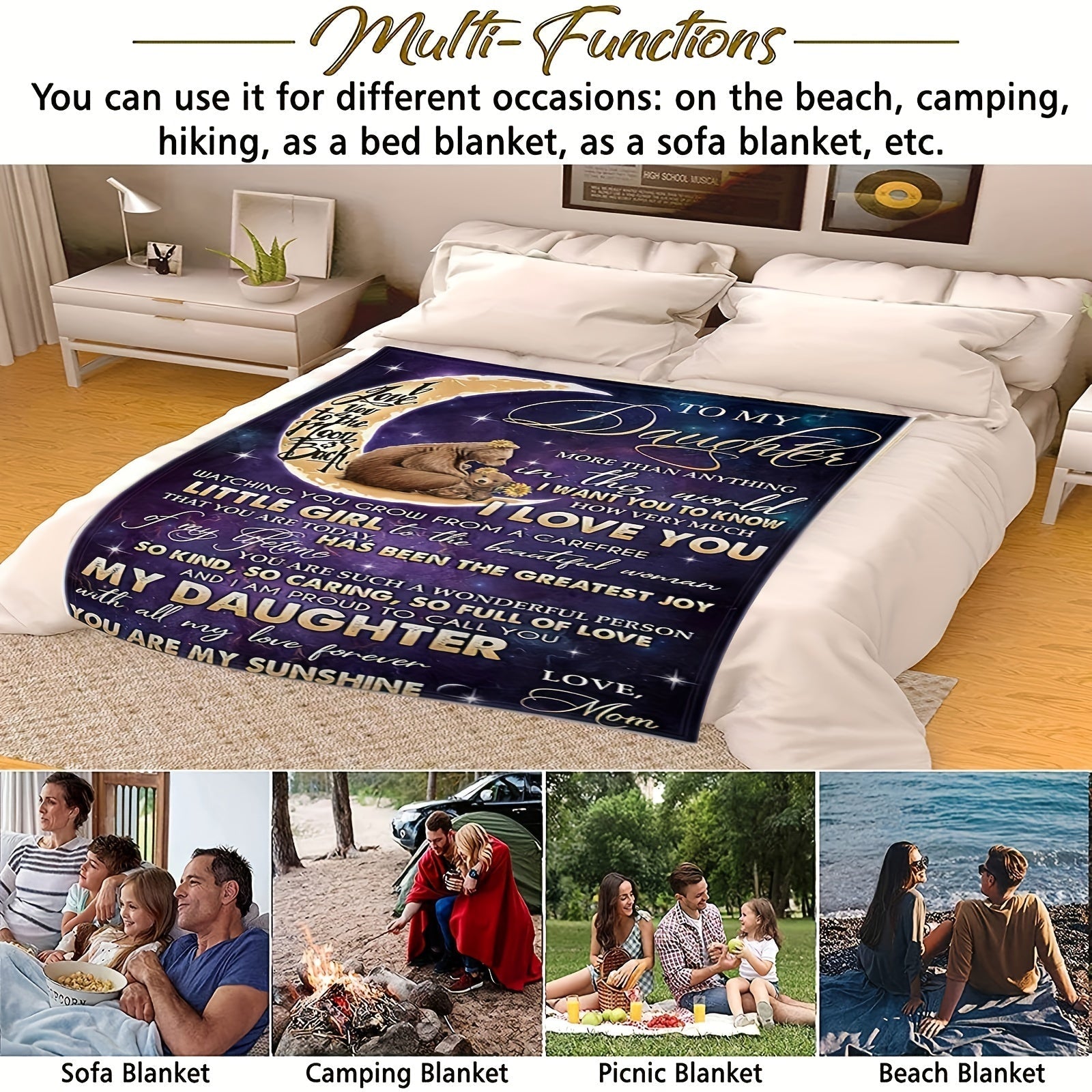 1pc To Daughter Blanket, Gift For Daughter, Birthday Graduation Gift Ideas Lootquake LLC