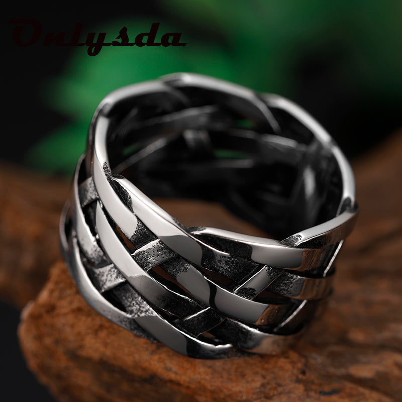 Vintage Weave Stainless Steel Rings Pi-Mart