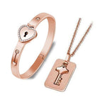 Stainless Steel Love Heart Lock Bangle Bracelet Pi-Mart