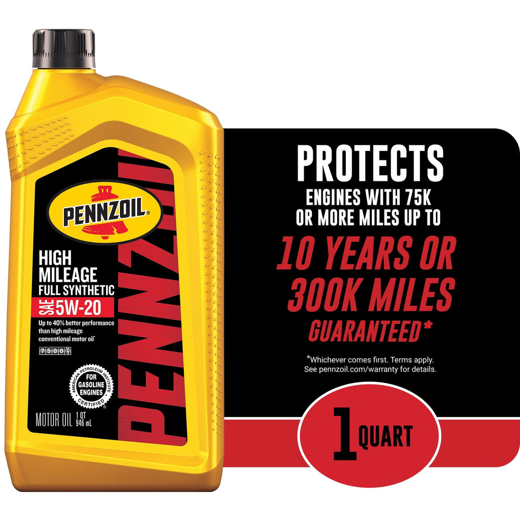 Pennzoil Full Synthetic High Mileage 5W-20 Motor Oil, 1 Quart