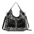 Ladies leopard print large capacity tote bag, vintage hobo bag casual, shoulder bag with crossbody strap, bag underarm bag women - SJB-DIAMOND ELITES