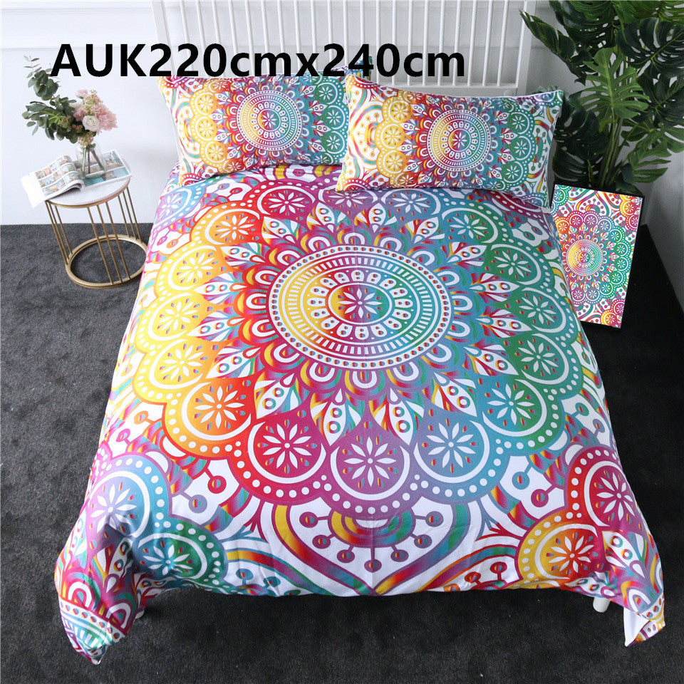 Purple crochet quilt cover three-piece bedding set Pi-Mart