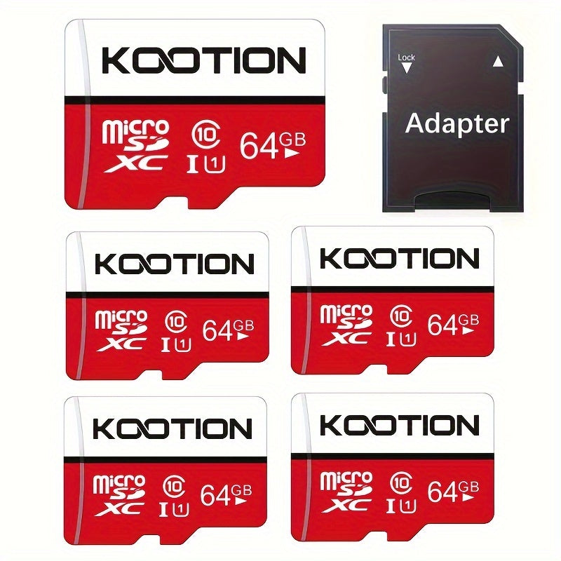 [10pcs High Speed TF Card] KOOTION 10pcs/5pcs 64GB 32GB 512MB High Speed UHS-I C10 U1 TF Memory Card with SD Adapter | Mini SDXC Card for Smartphone Tablet Laptop Action Camera Dash Cam Drone Game Console Lootquake LLC