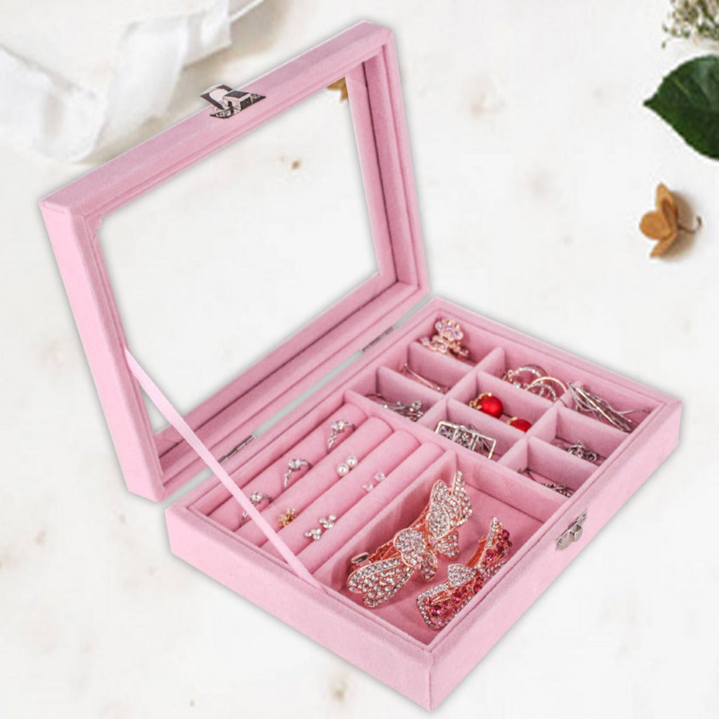 Flannel jewelry storage box, anti-oxidation transparent portable jewelry box, earrings, earrings, jewelry box. - SJB-DIAMOND ELITES