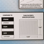 SuperTech Cabin Air Filter 5005, Replacement Air/Dust Filter for Chrysler EasyOptionXY LLC