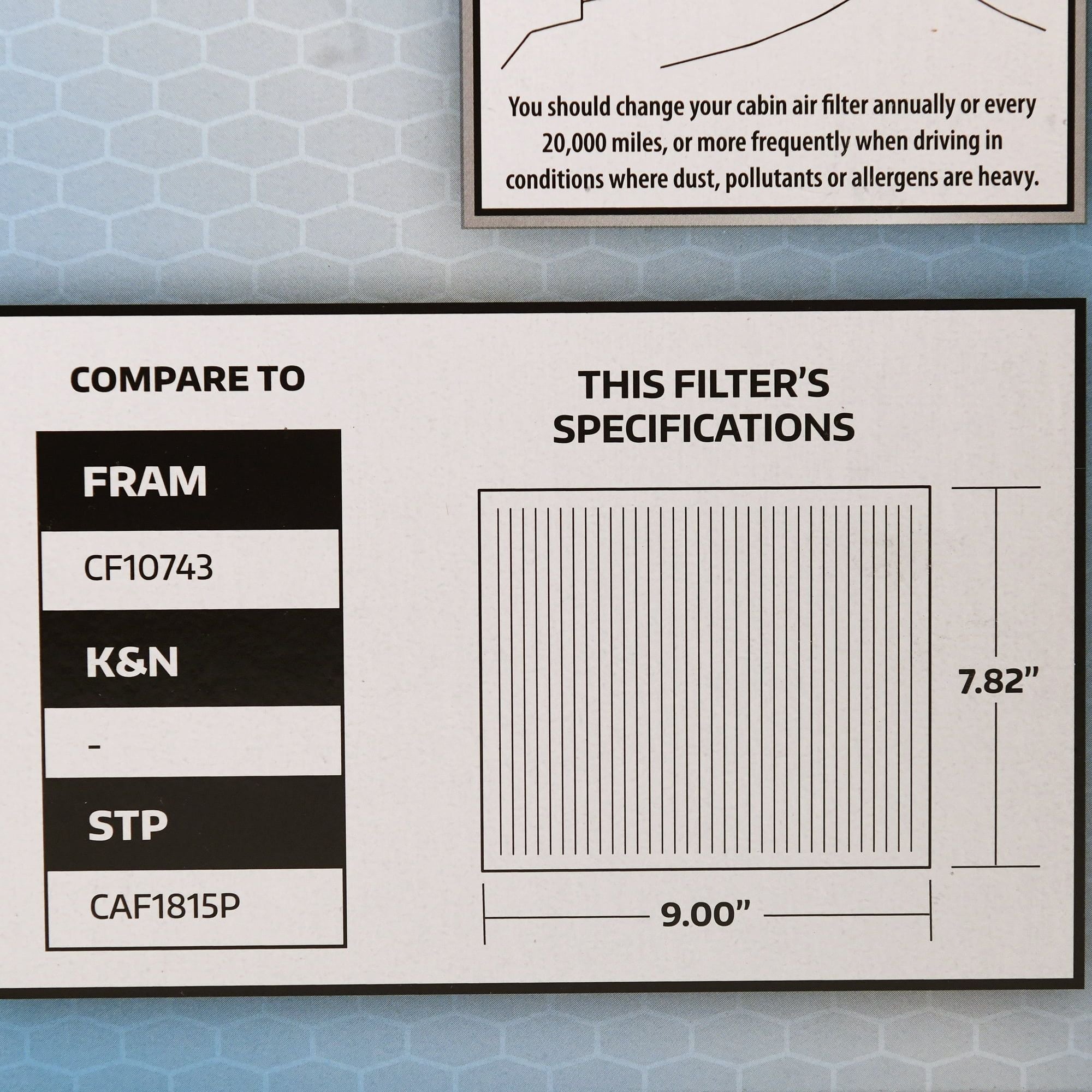 SuperTech Cabin Air Filter 5005, Replacement Air/Dust Filter for Chrysler EasyOptionXY LLC