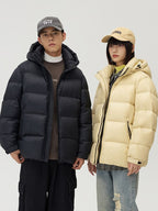 Down Jacket Thickened Couple Winter New Windproof Coat Solid Color Hooded Pi-Mart