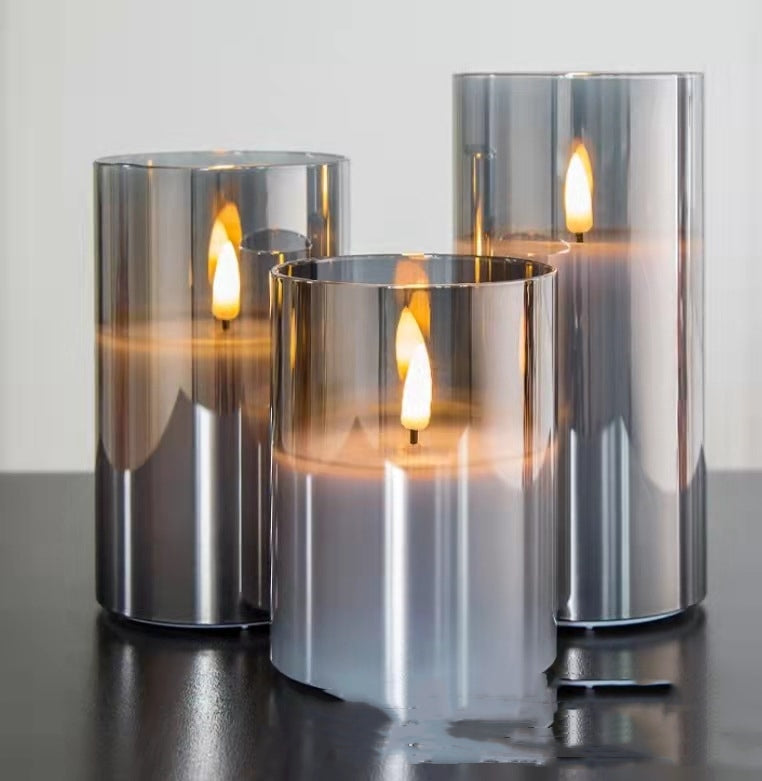 Electroplated Glass LED Electronic Candle Lights Wholesale Rechargeable Pi-Mart