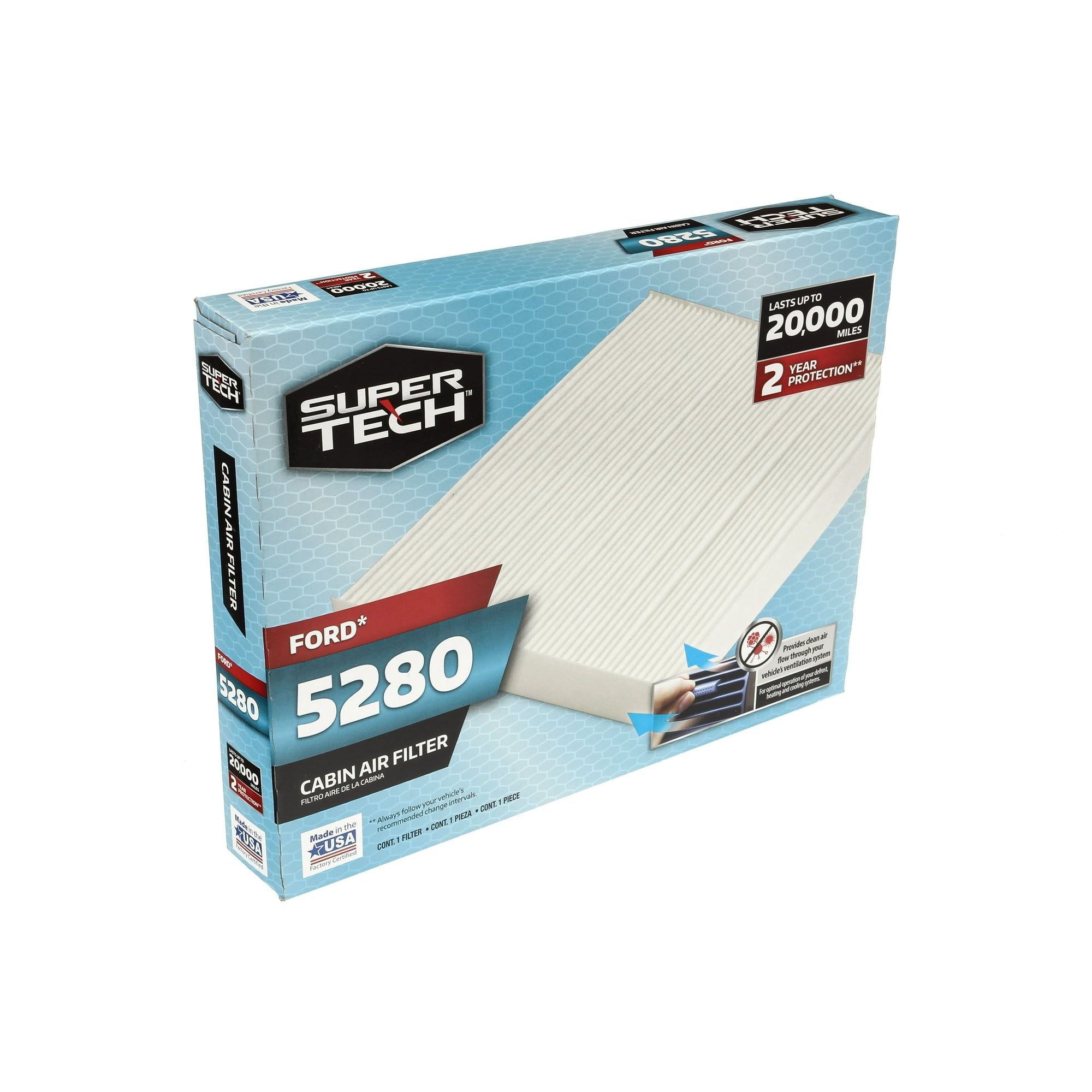 SuperTech Cabin Air Filter 5280, for Ford and Lincoln Vehicles