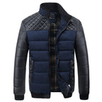 Men's cotton clothing men's Korean version of the solid color stitching middle-aged men's cotton men's self-cultivation collar