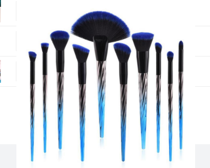 A 10pcs Pro Makeup Brush Set -  Blue Color Family Pi-Mart