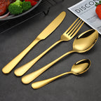 24-Piece Stainless Steel Tableware Set - One-Piece Molded Knife Fork Spoon Collection Pi-Mart