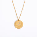 Three-dimensional Sun Moon Round Coin Zircon Necklace