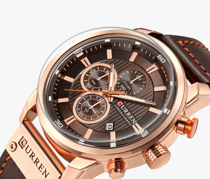 Men's Waterproof Elegant Sport Watch With Chronometers Day View, Leather  Belts And Hardlex Scratch Resistant Glass Perfect Gift For Him Stevvex
