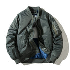 Acket Solid Pilot Jackets Men Military Flight Baseball Pi-Mart