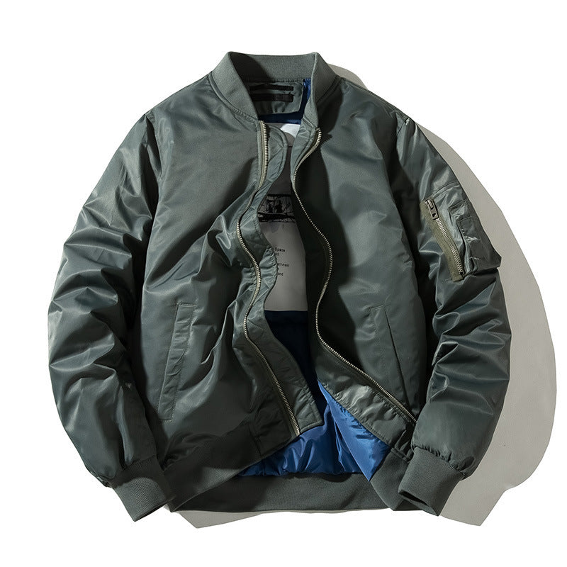 Acket Solid Pilot Jackets Men Military Flight Baseball Pi-Mart