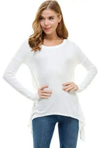 Women's Long-Sleeve Asymmetrical Hem Top - SJB-DIAMOND ELITES