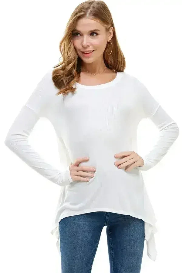 Women's Long-Sleeve Asymmetrical Hem Top - SJB-DIAMOND ELITES