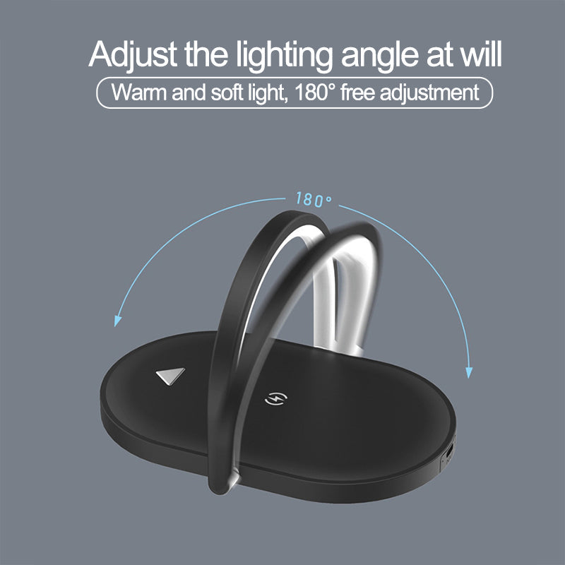 3 In 1 Foldable Wireless Charger Night Light Wireless Charging Station Stonego LED Reading Table Lamp 15W Fast Charging Light Pi-Mart