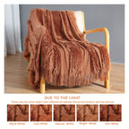 1pc Cozy Chunky Knit Throw Blanket with Tassels - Plush, Lightweight, and Unique Home Decor Accent for Couch, Bed, or Sofa Lootquake LLC