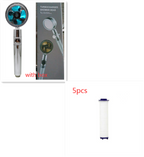 Shower Head Water Saving Flow 360 Degrees Rotating With Small Fan ABS Rain High Pressure Spray Nozzle Bathroom Accessories