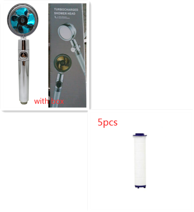 Shower Head Water Saving Flow 360 Degrees Rotating With Small Fan ABS Rain High Pressure Spray Nozzle Bathroom Accessories