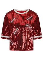 Sequin Football Top - Sparkling Half-Sleeve Blouse | Femstylo