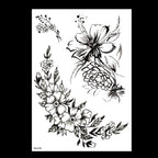 49 Sheets Waterproof Temporary Black Sketches Flowers Tattoo Stickers Flower Rose Tattoos For Women Adults Stevvex