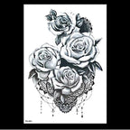 49 Sheets Waterproof Temporary Black Sketches Flowers Tattoo Stickers Flower Rose Tattoos For Women Adults Stevvex