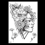 49 Sheets Waterproof Temporary Black Sketches Flowers Tattoo Stickers Flower Rose Tattoos For Women Adults Stevvex