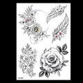 49 Sheets Waterproof Temporary Black Sketches Flowers Tattoo Stickers Flower Rose Tattoos For Women Adults Stevvex