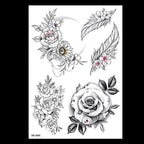 49 Sheets Waterproof Temporary Black Sketches Flowers Tattoo Stickers Flower Rose Tattoos For Women Adults Stevvex