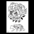 49 Sheets Waterproof Temporary Black Sketches Flowers Tattoo Stickers Flower Rose Tattoos For Women Adults Stevvex