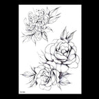 49 Sheets Waterproof Temporary Black Sketches Flowers Tattoo Stickers Flower Rose Tattoos For Women Adults Stevvex