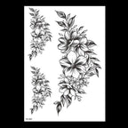 49 Sheets Waterproof Temporary Black Sketches Flowers Tattoo Stickers Flower Rose Tattoos For Women Adults Stevvex