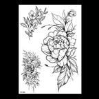 49 Sheets Waterproof Temporary Black Sketches Flowers Tattoo Stickers Flower Rose Tattoos For Women Adults Stevvex