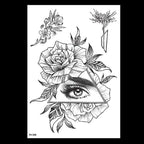 49 Sheets Waterproof Temporary Black Sketches Flowers Tattoo Stickers Flower Rose Tattoos For Women Adults Stevvex