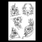 49 Sheets Waterproof Temporary Black Sketches Flowers Tattoo Stickers Flower Rose Tattoos For Women Adults Stevvex