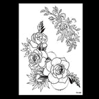 49 Sheets Waterproof Temporary Black Sketches Flowers Tattoo Stickers Flower Rose Tattoos For Women Adults Stevvex