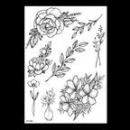 49 Sheets Waterproof Temporary Black Sketches Flowers Tattoo Stickers Flower Rose Tattoos For Women Adults Stevvex