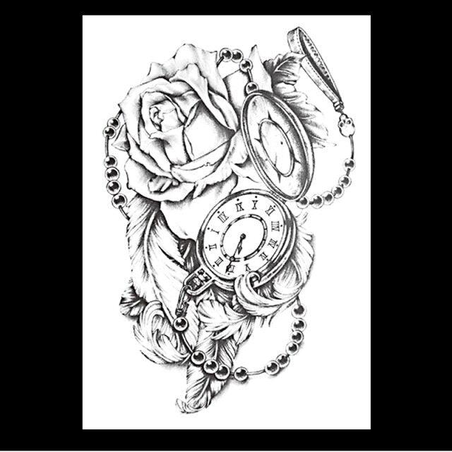 49 Sheets Waterproof Temporary Black Sketches Flowers Tattoo Stickers Flower Rose Tattoos For Women Adults Stevvex