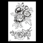 49 Sheets Waterproof Temporary Black Sketches Flowers Tattoo Stickers Flower Rose Tattoos For Women Adults Stevvex
